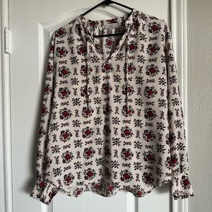 Loft Outlet Long Sleeve Rose Print Blouse